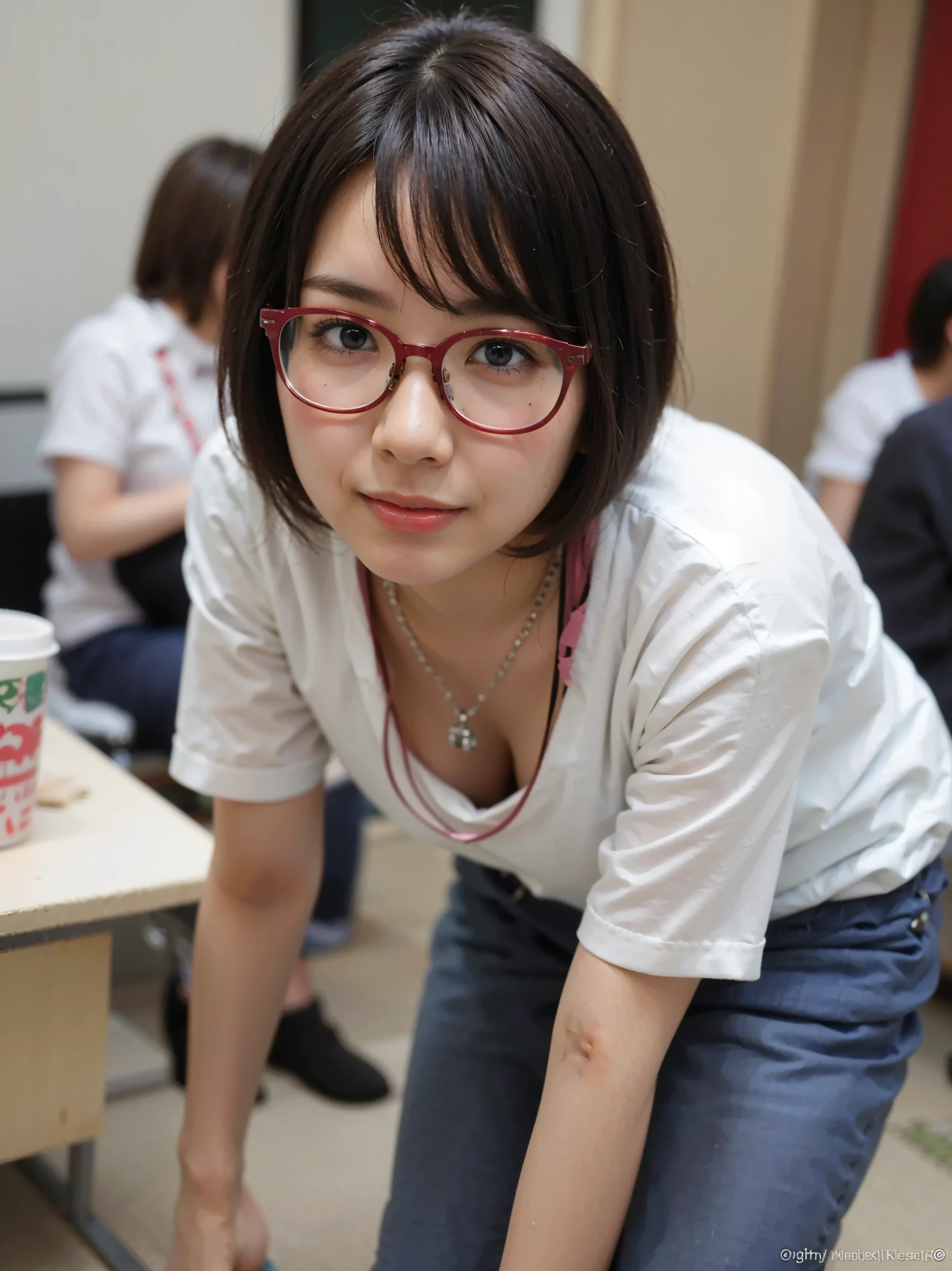 (Completely live action:1.37), (Amazingly realistic textures:1.37), (masterpiece, best quality:1.2), (8k uhd, 16k, 32k, ultra high res), amazingly realistic skin, amazingly realistic photo, superrealism, (photorealistic:1.37), (RAW photo), ultimately realistic, (ultimately realistic all details), (ultimately realistic all textures), super realistic lighting, super realistic shadow, (japanese girl:1.5), (realistic idol face), smiling, happy, super realistic face, ultimately realistic skin, ultimately realistic eyes, (mascara:1.35)ultimately realistic background, ultimately realistic detail up, (kkw-ph1:1.25), (GotouMaki:1.25), (Canon EOS R6, 85mm, 1/200s, f/5.6, ISO 1600), (tattoo), (mechanical armor:1.37), (sel-frame glasses), (blue eyes:1.2), (silver hair:1.3),