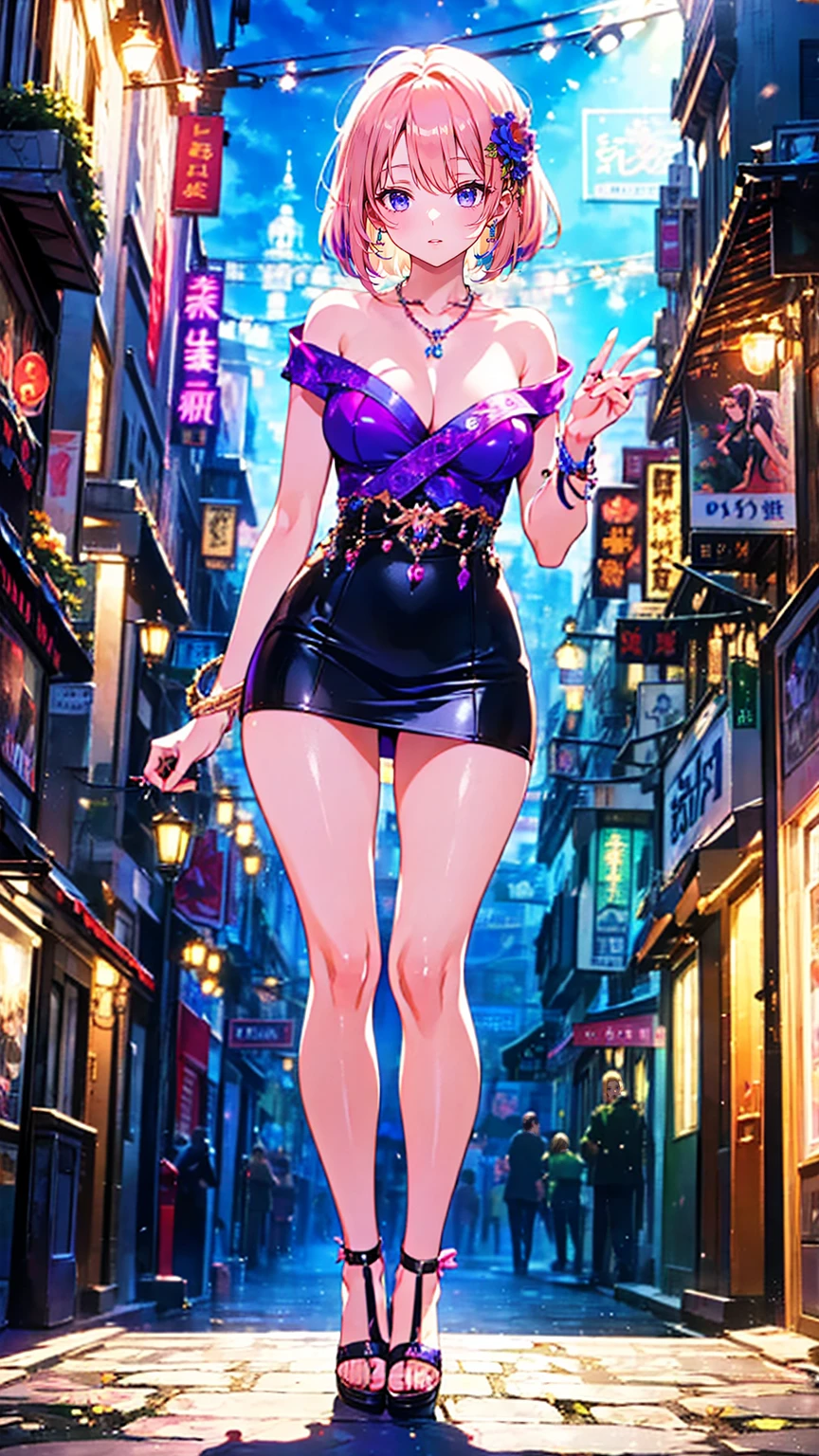 ((a masterpiece of,Need)),(3girl),((Hipster girl)),Light pink hair,big areolae,horn,((office lady)),By bangs,A big-breasted,(plumw),slim,Colorful hair color,Trendy clothing,Street culture,hugetits