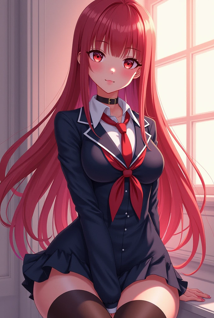 4k high resolution, anime young girl, hentai, school uniform, big , tight clothes, bulging out of school uniform clothes, big thighs, sexy, teenage anime girl, big bulging out of clothes, wet, moaning red face, wet clothes
