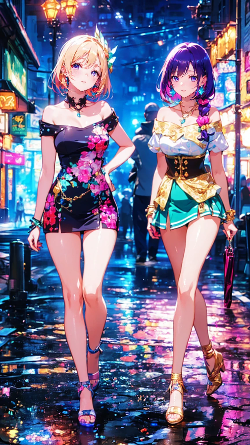 here is a woman walking down the street holding an umbrella, Back view!!, Back shot, back-view, Shot from the back, Backshots, From the back, back - shot, Back view, back - view, rear shot, Back Pose, rear shot, Green dress, picture from behind, Seen from the back, Short dress, Also the back view, (masutepiece, Beautiful Art:1.4), Close-up of Tokyo 25 years old 1 girl, Walking the streets of Tokyo, (Short teal skirt:1.3), cleavage, (Perfect beautiful face:1.2), mix4:0.7, chengwei pan on artstation, by Yang J, Detailed Real Art, Stunning character art, fanart best artstation, epic exquisite character art, very detailed Artgerm, Detailed Digital Anime Art, ArtGerm on ArtStation Pixiv, Remake an angelic female face