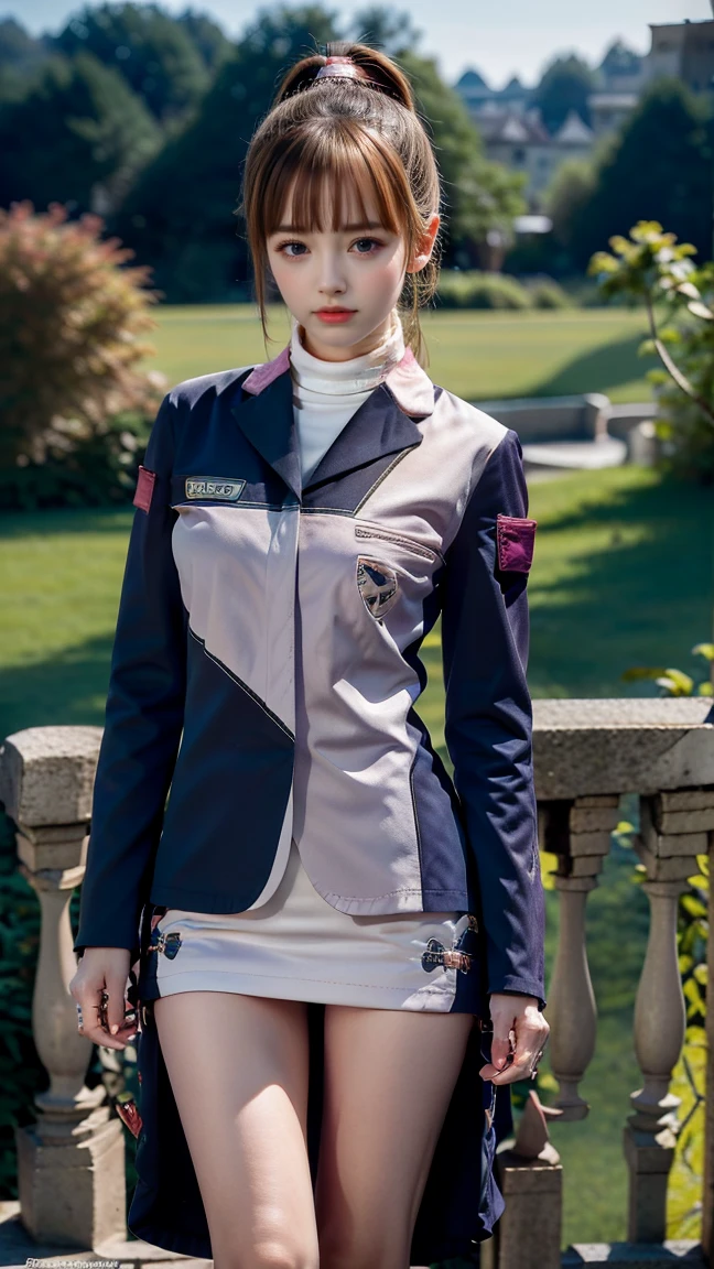 Ultra-realistic 8K CG,masterpiece,((Highly detailed background, Delicate pattern, Intricate details)),mini skirt、Her legs are open and her white panties are visible、Beautiful 、White panties are visible in the Iaido pose、front、Beautiful thighs、highest quality,very detailed face,Very beautiful eyes and face,Very beautiful eyes,Kocho Shinobu,Colorful Hair,No bangs,Hair intake,Purple eyes,amount,,belt,(garden:1.2),Purple Flower,a bit,cloudy null,sunlight,Tyndall effect,slope_null,face,Gorgeous null,West Saber,Attractive posture,
