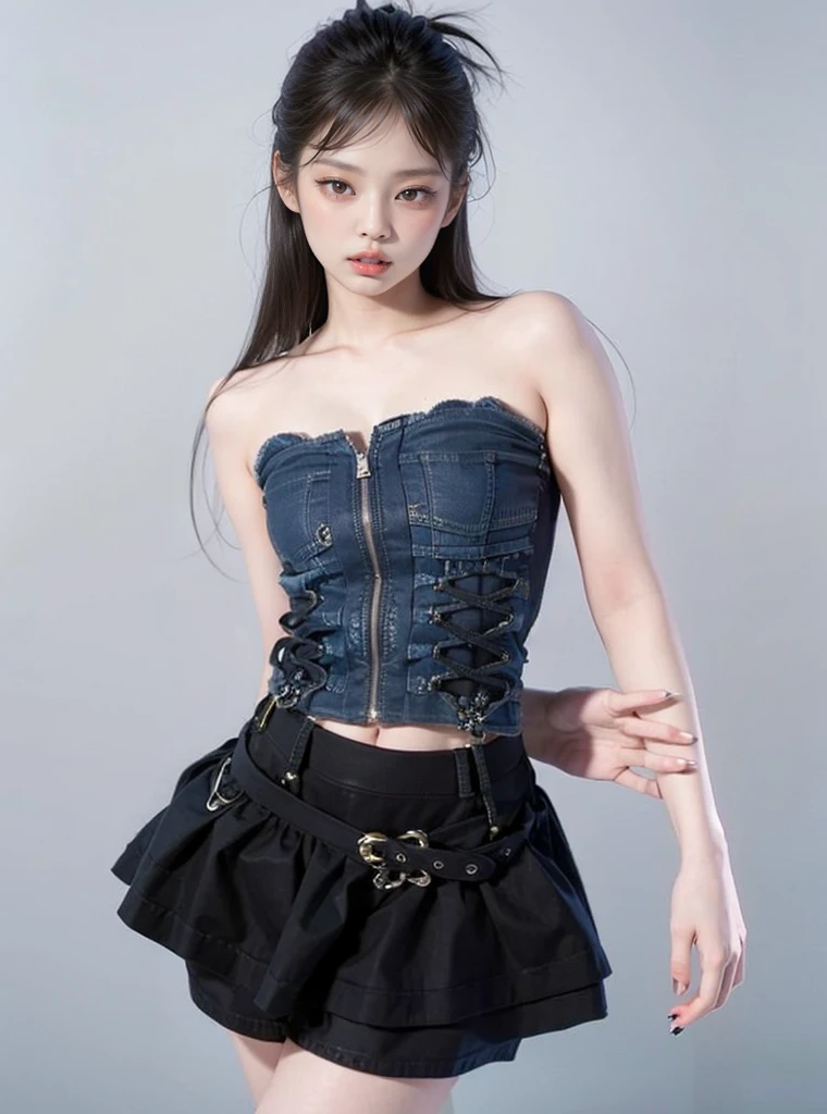 (1girl:1.3), solo, __body-parts__, Jennie face shape, doomsday wasteland style, sexy, dusty, stormy, dirty, gray tones, 8k resolution image, intricate symmetrical details. The whole picture is invincible and heroic, mainly a complete picture of a woman standing all over her body, with smooth movements and a confident expression.