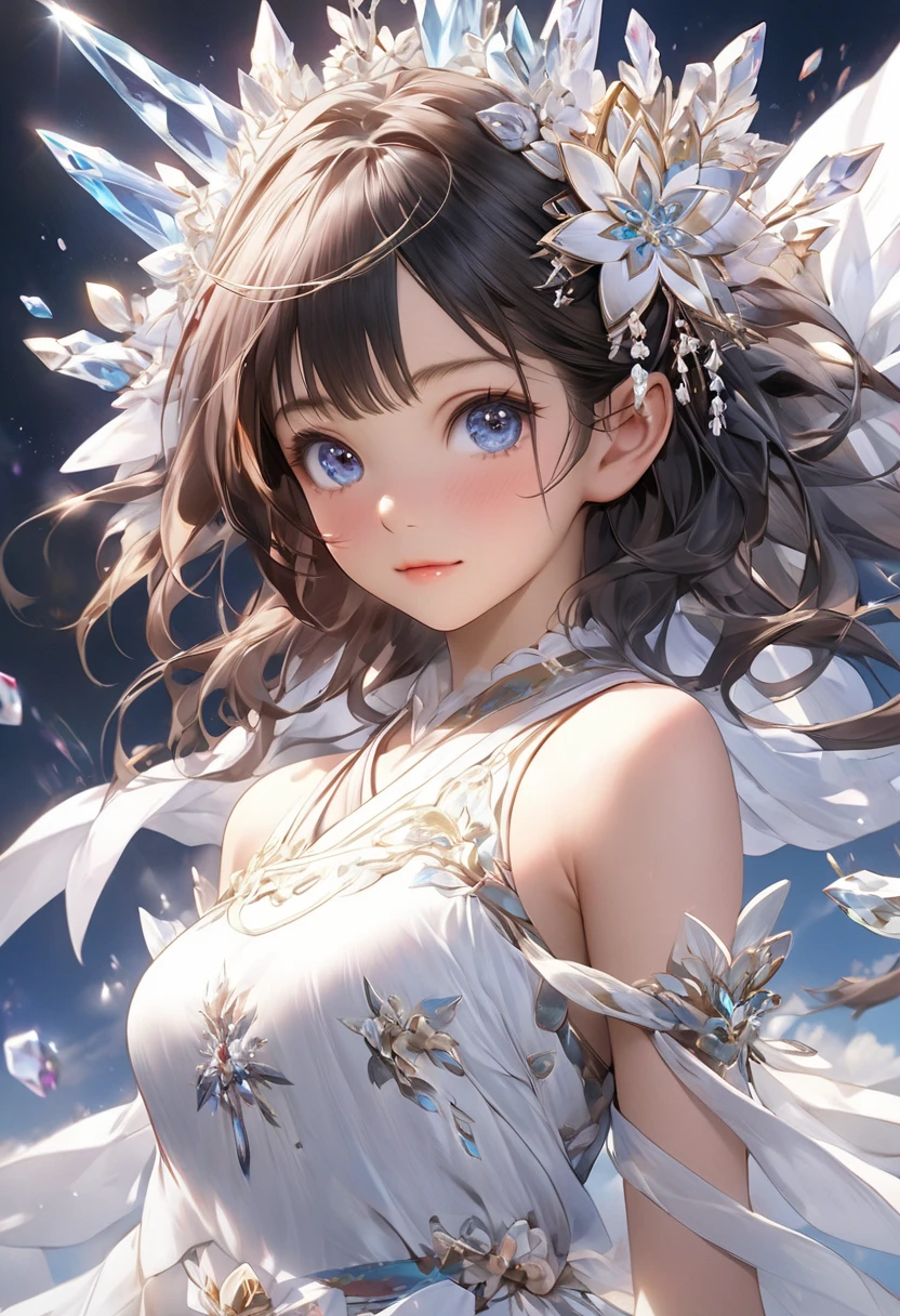 ((masterpiece, best quality)), Delicate face,goddess,little angel,Close-up,Perfect body proportions,Ponytail long hair,Nice white eyes,Fantasy style,White background,transparent,Sex bikini,Lace,feather,sex,NUDE