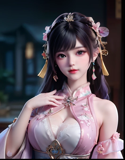 (8k, RAW photo:1.2), best quality, ultra high res,dramatic angle,(fluttered detailed color splashs), (illustration),(((1 girl))),(long hair),(rain:0.9), (Headdress:1.4),There is an ancient palace beside the girl,Hanfu,(Key Points),Color ink painting,(Splash of Color),Splash of Color,(((colorful))),(sketch:0.8) , Masterpiece, best quality, beautiful painted, highly detailed,(denoising:0.6),[splash ink],((ink refraction)), (beautiful detailed sky),moon,highly,detaild,(masterpiece, best quality, extremely detailed） CG Unity 8k Wallpaper，masterpiece，best quality，Ultra Detailed），（Lycoris）. hanfu open v open V-chested clothes Thin silk lace dress , (huge ，cleavage),, white pink and gren，best qualtiy，tmasterpiece，Ultra-high resolution，（Reality：1.4），RAW photogr，（True skin texture：1.3），（filmgrain：1.3），（Selfie angle），1个Giant Breast Girl，Beautiful eye and face details，tmasterpiece，Best quality at best，，The chest more exposed， detailed hair, bra purple and green , detail 8k, upper body, ignette transparent fabric flower, purple and blue pink white,