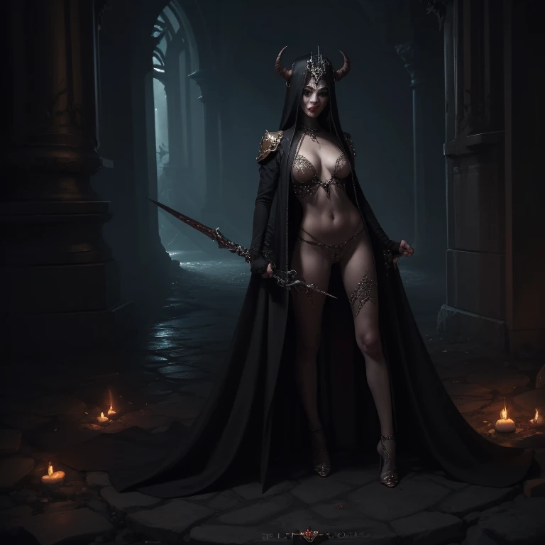 ((perfect anatomy:1.2,realistic:1.3,RAW Photography:1.3,masterpiece、highest quality、Ultra - High resolution、High resolution、Highly detailed CG、8K)), image of a female Be'lakor from warhammer fantasy lore,