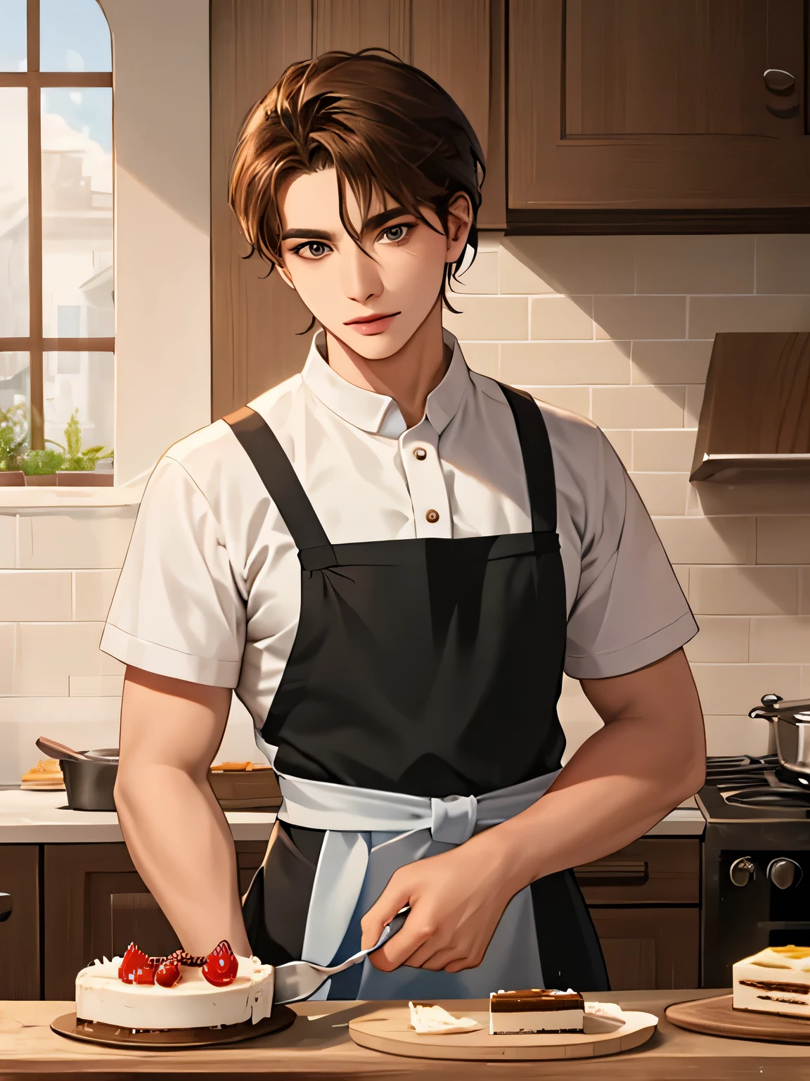 (best quality:1.1),original,1boy,elder male,cooking dinner,(blurry background:1.1),bokeh,farmhouse,vegetables,dirty apron,pot,steaming,sunset,dust particles,godrays,(cinematic lighting:1.1)