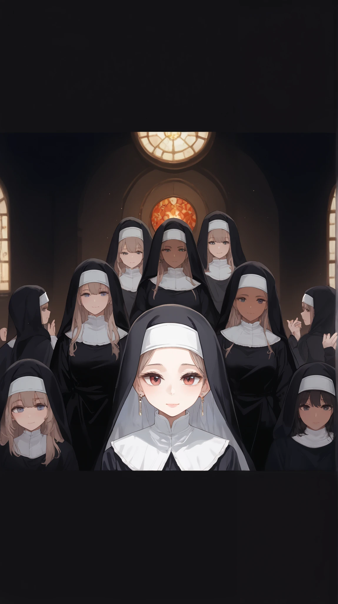 (best quality,masterpiece,8k,highly detailed:1.3),
<lora:add_detail:1.5>,
<lora:PregnantHarem:0.7>, (pregnant:1.3), multiple girls, (3girls:1.1),(mature,adult:1.7),(3 lying mature very pregnant playful holy women best friends kneeling in church,older sister:1.6),cute,(staring hopefully up at viewer,praying, own hands together:1.7),
<lora:Nun-10:0.7>, (nun,nun attire:1.1),(fully clothed:1.4),(kneeling,looking up at viewer,facing viewer,smile,from above:1.2),(small breasts, medium breasts:1.4),<lora:metalCollar:0.4>,( wearing metal collar with christian symbol:1.1),
in beautiful church,(long hair:1.2),<lora:pregnantveiny_FP16_Gtonero:0.5> ,<lora:praying-1:0.4>