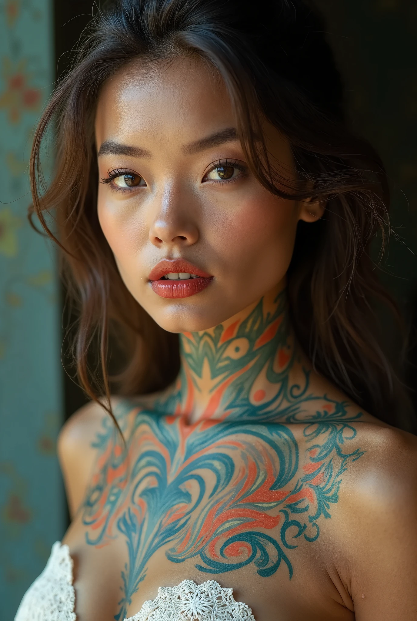 (((realistic photography))),, full body portrait, full shot, beautiful woman, looking at viewer, abstract bodypainting, whole body painted, bodypainting,, colorful abstract bodypainting,, (RAW Photo, cg unity, photography, ultra realistic details, sharp focus, detailed skin,4k, high-res, masterpiece, best quality, realistic, vibrant:1.2),, (8k,4k, UHD, high resolution, professional, cinematic, movie, dramatic),, (anamorphic depth of field blur background), detailed background, nudity, ntfs, nudity