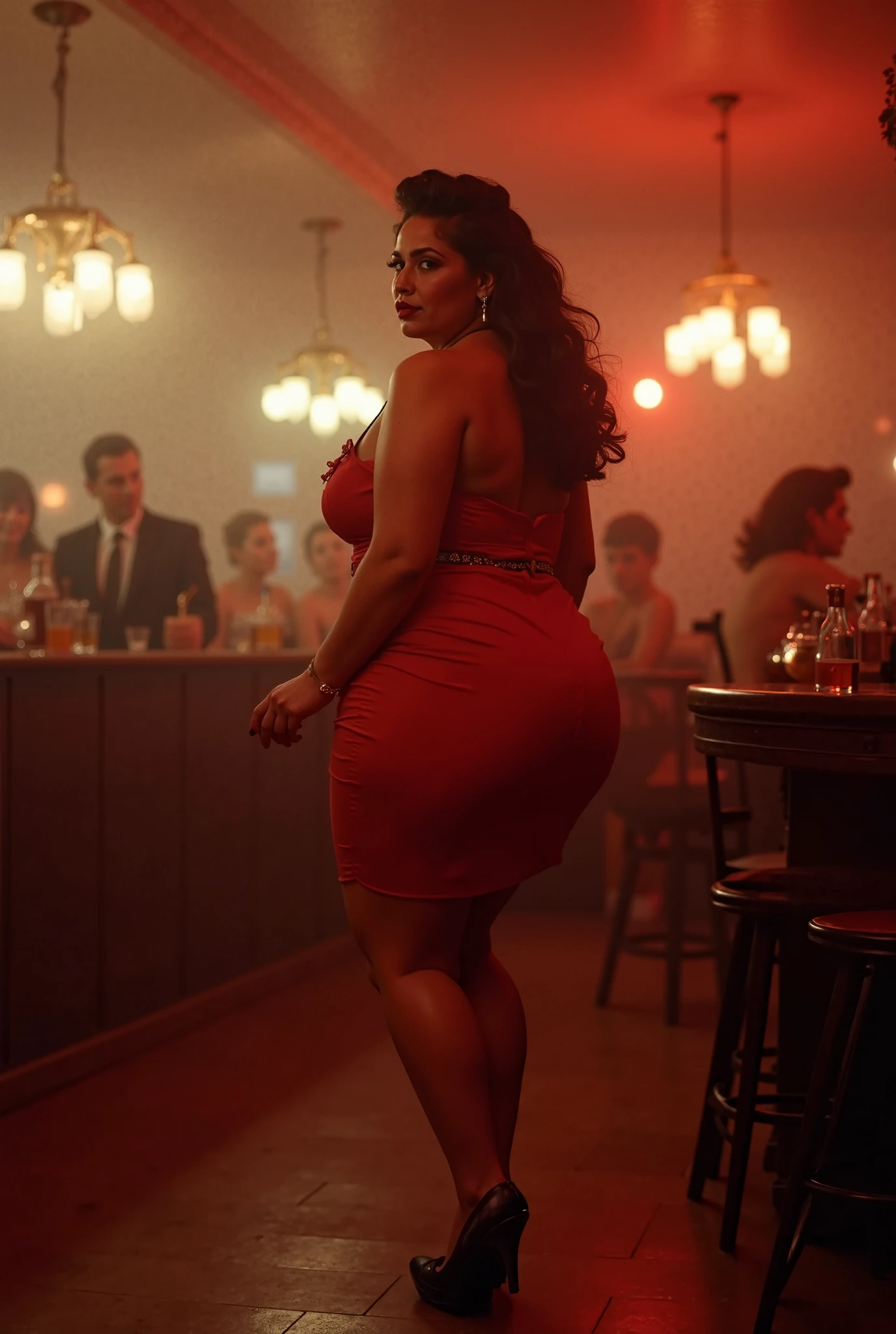 Desi chubby dark 40 year old wearing mini skirt and transparent shirt in pub drink faint fall down