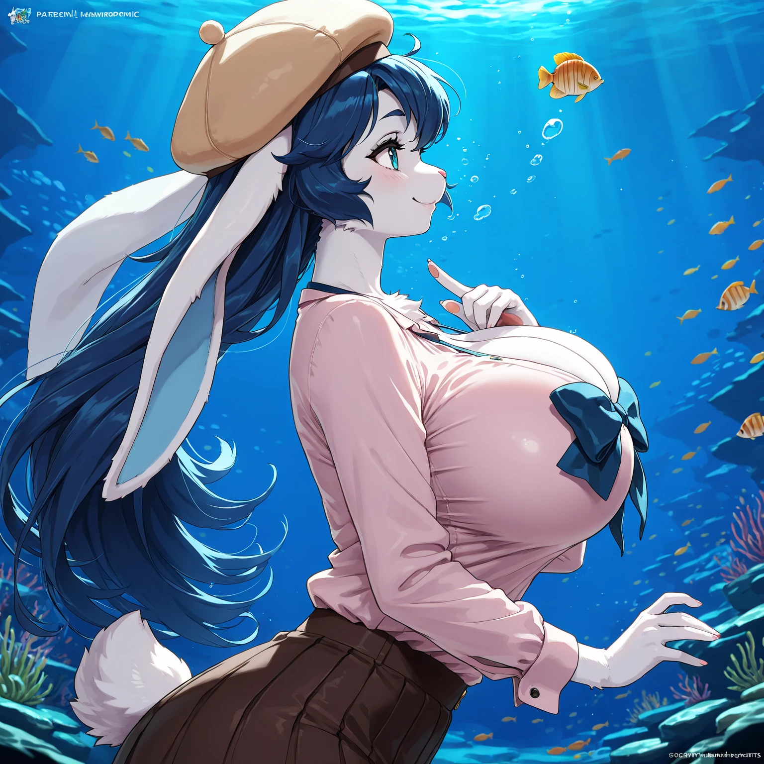 duo, a slightly chubby mature feral female bear catching a fish at the river, breast, nipple, highly detailed black body fur, (white tuft around the neck:1.1), (bear paws catching the fish:1.4), snout, splash, ursine, kemono, scut tail, oppai, BREAK fish catched by the bear, salmon, duo