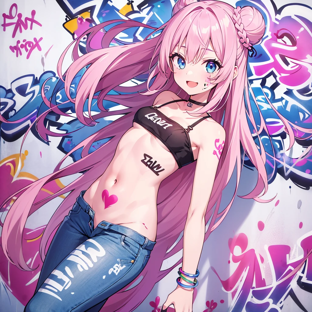 wearing a black shirt and jeans with a pink jacket, she is wearing streetwear, kawaii shirt and jeans, complex outfit, cute casual streetwear, wearing jeans and a black hoodie, spring vibes, with ripped crop t - shirt, female streetwear blogger, ripped jeans, outfit photo, woman in streetwear, casual streetwear, ootd, street outfit, 9 0 s vibe