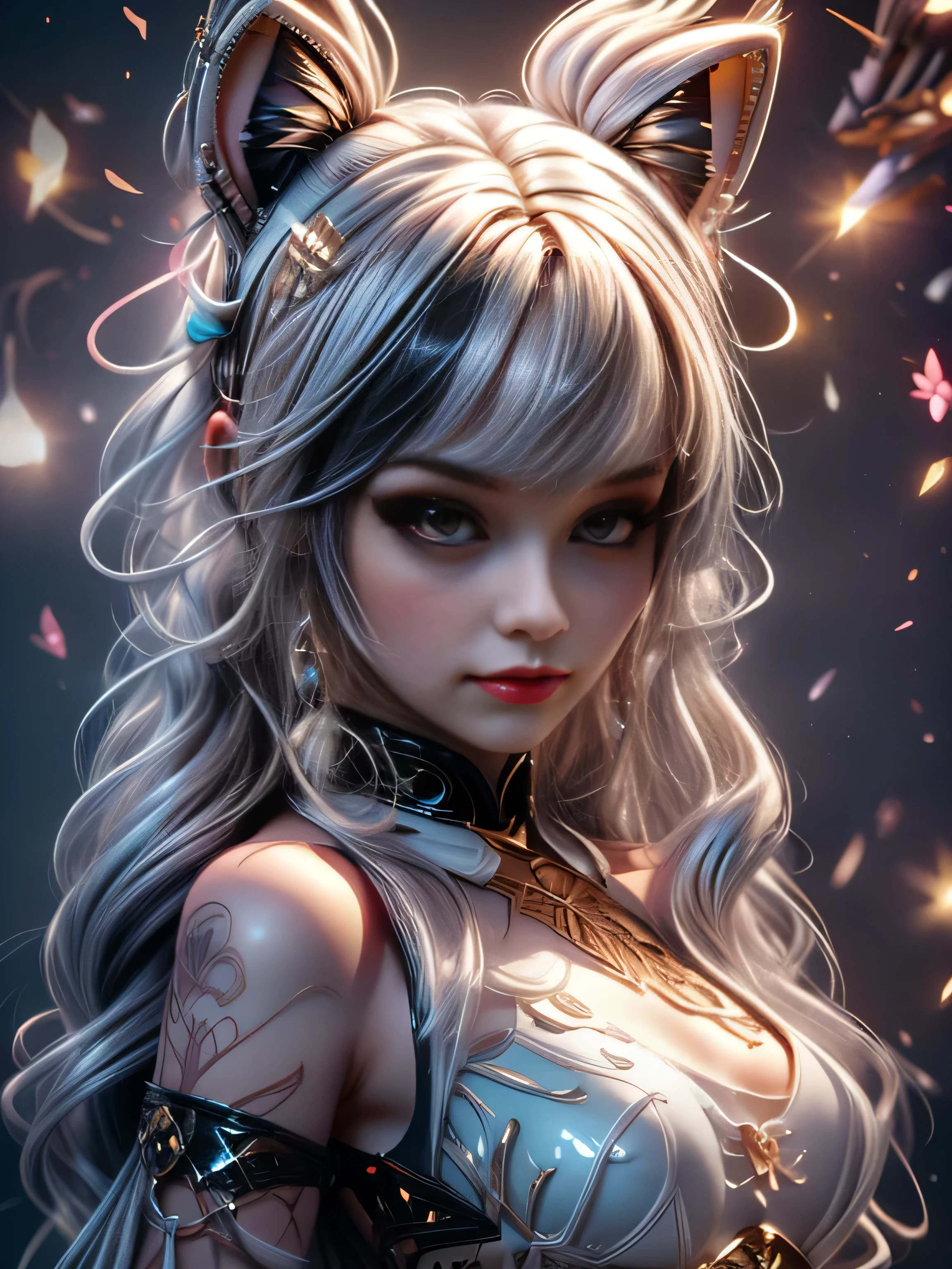 there is a doll with red hair and a cat ears, full body of a goth catgirl, dollpunk, artdoll, [ trending on cgsociety ]!!, beautiful young catgirl, wlop loish and clamp style, cgsociety ), cgsociety - w 1 0 2 4 - n 8 - i, cgsociety 9, bjd, cgsociety