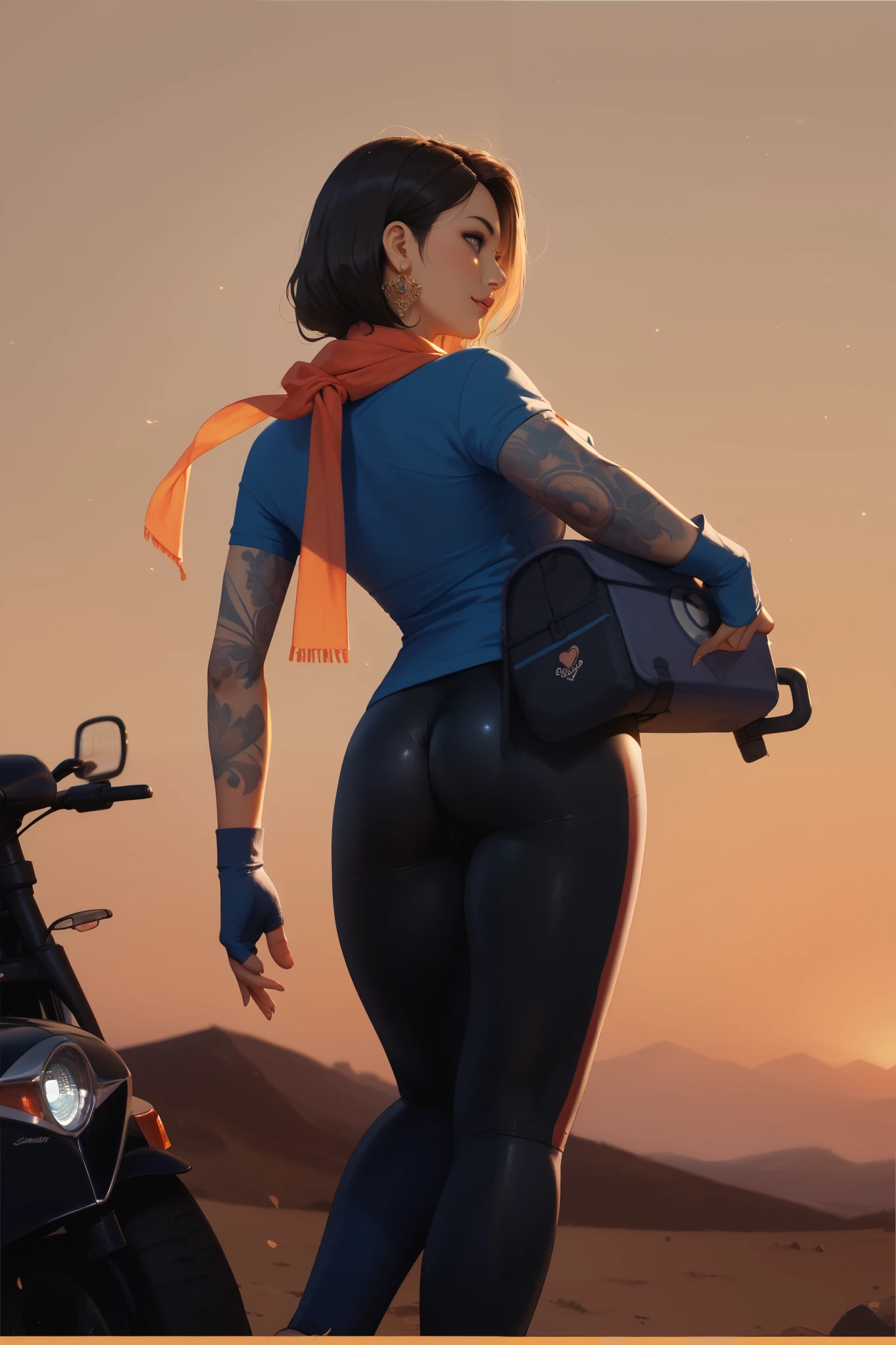 ((La mejor calidad)), ((Obra maestra)), (Detallado: 1.4), (((derriere))), ((perfecto)), A muscular 35-year-old cyberpunk woman almost naked Simon Bisley style for the cover of Heavy Metal magazine, muslos desnudos, Tanga diminuta, liguero, (((Super short orange hair))), Cara limpia, Minimum clothing, Light blue carbon fiber cyberpunk clothing with small dark blue and white details,  (((Ropa azul))), (((atajo))), (((Mujer madura))), (((cuerpo completo)), (((tiny red thong ))), Mechasuit