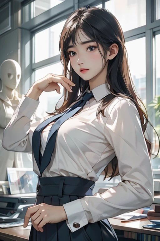Nude pictures of young girls with big breasts Wear a white shirt. There is a name tag on the left chest. Tie a dark blue necktie Wear a dark blue petal skirt. Wear a black leather belt with a silver buckle. Tie your hair into a ponytail and tie it with a white bow.