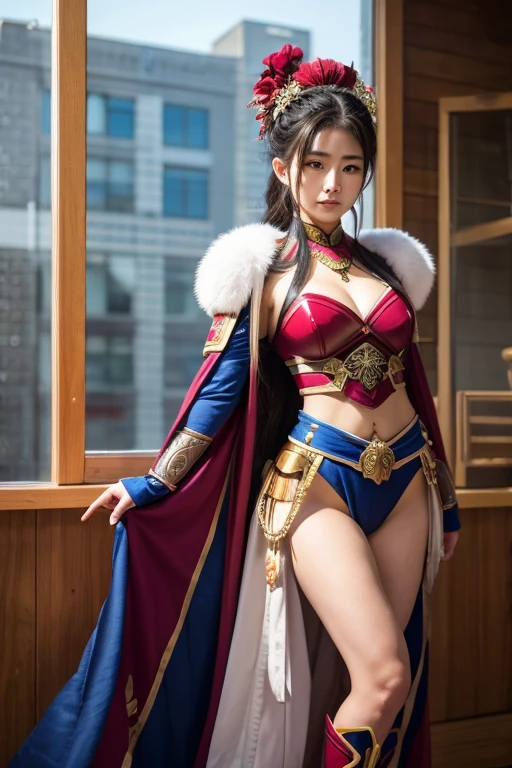 A girl wearing Hanfu, 美麗的fantasy皇后, anime goddess, full body xianxia, ((美麗的fantasy皇后)), sweet smile,Sexy red bikini underwear,high cut underwear,long legged girl,put on boots,huge breasts,fantasy服装, Sha Xi, ((美麗的fantasy皇后)), Full red cloak, Full body purple cloak, 穿着fantasy服装, wenfei yeanime girl role play,Chinese Hanfu, look at the audience,Face the audience,flowing long hair,Surreal 8000g,Impeccable,masterpiece,professional artwork,famous artwork,Light,movie bloom,perfect face,pretty face,fantasy,Dreamy and magical,not real,intricate details,Delicate pattern