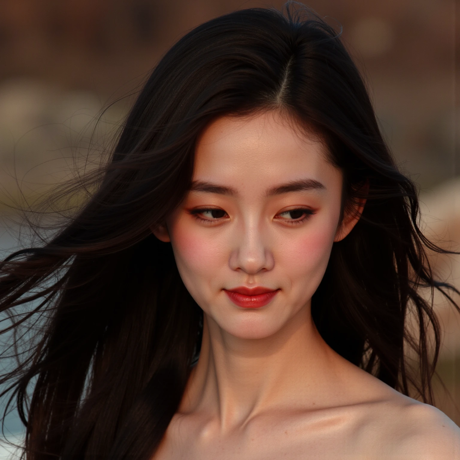 Ultra realistic picture，18-year-old Chinese girl，long black wavy hair，sweet，Girly feeling，Cinematic feel