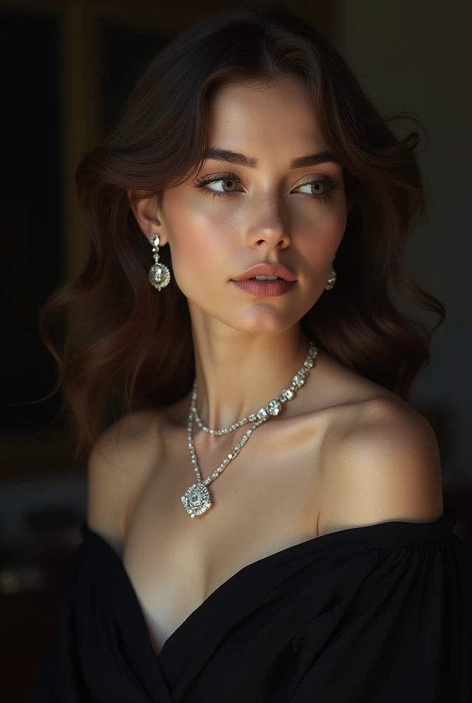 Arafed woman with a white tank top and necklace, fille sexy aux yeux verts, Portrait Sophie Mudd, cheveux bruns et grands yeux, selfie of a young woman, Yeux de chambre, Violet Myers, sans maquillage, maquillage naturel, looking straight at camera, Visage avec Artgram, Maquillage subtil, stunning closeupheadshot, piercing green eyes