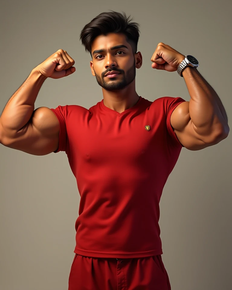 masterpiece, best quality, high resolution, realistic, handsome, photogenic, syahnk, SFW, a photo of a 35 year old gym frat (man:1.2) portrait, standing in a gym , doing military press, weights, stunning , short buzzcut hair,stubble head , (hypermuscle),looking at the viewer, flirting with the camera, charming, (tight white gym shirt ),(GS-Masculine:1), 8K UHD