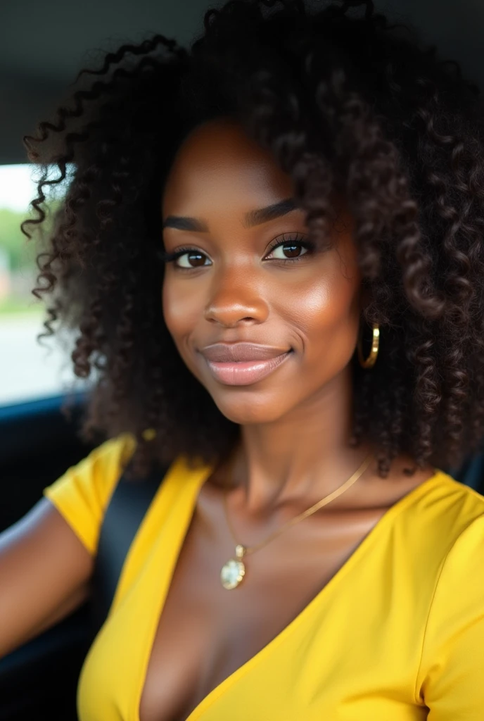 Nigerian beautiful lady in her car