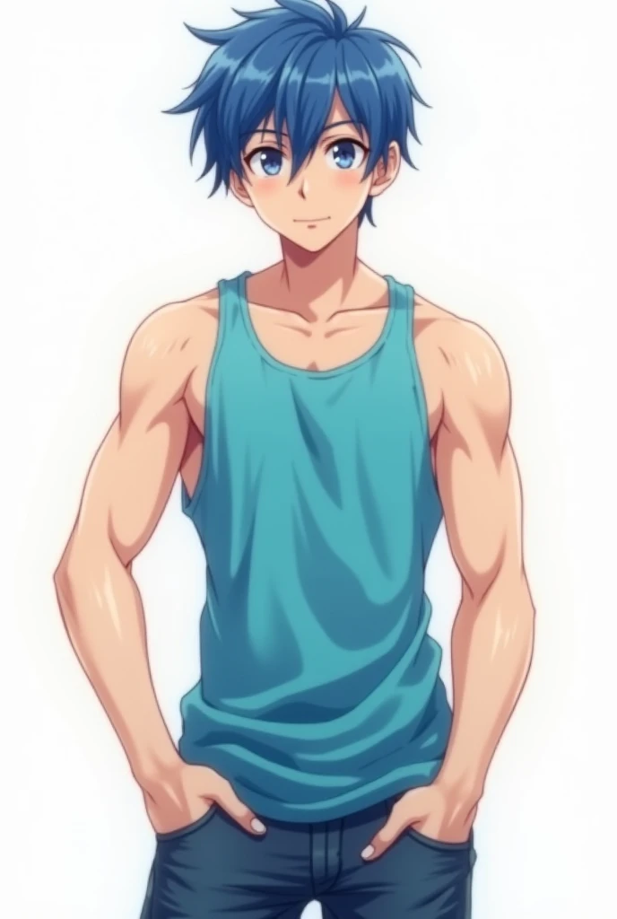 Guy, anime, black hair, blue eyes, school uniform, abs, young, light skin