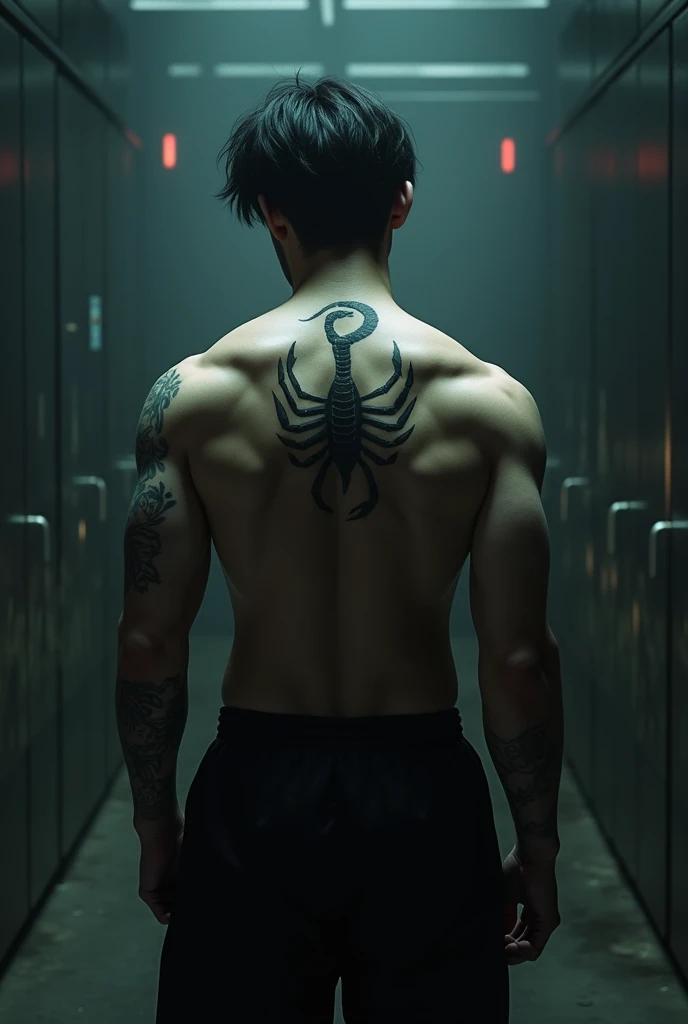 Photographic quality,Super clear photos with a cinematic atmosphere,The content is the back of the prison break male lead,Showing the prison design on his back,A map like a maze,Ultra-clear,The light and shadow effect is quite strong.