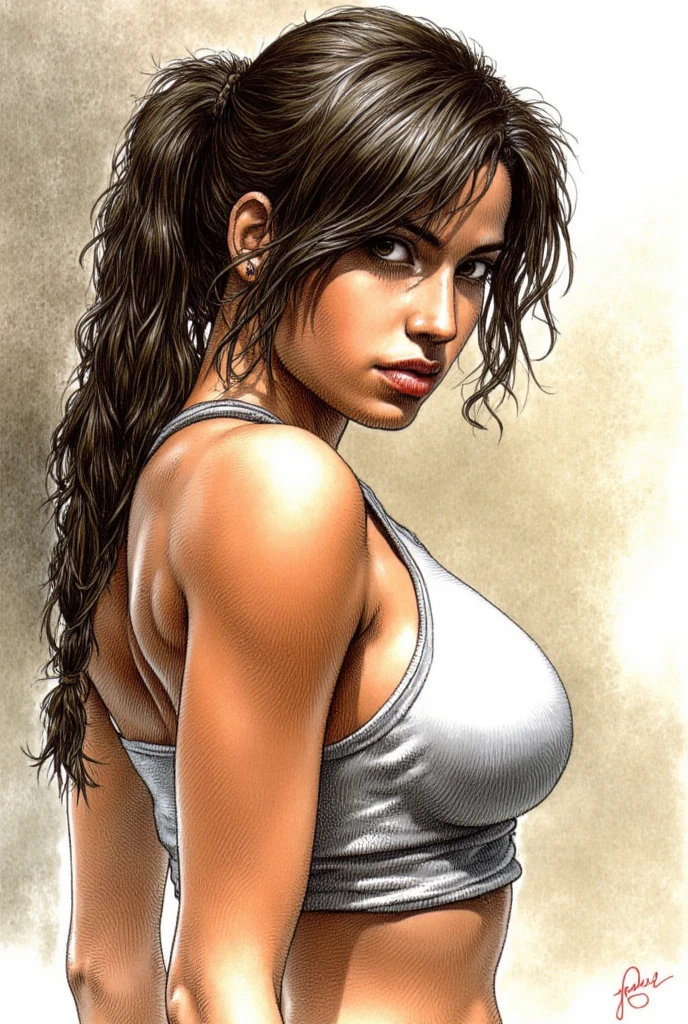 Teenager, sexy, (brown skin:1.5), confused look on face, Old ripped clothes, chained hands, clipped hair, armpits focus, sweaty armpits, hairy armpits, detailed armpits, realistic, photorealistic, (8k, RAW photo, best quality, masterpiece:1. 2), (realistic, photo-realistic:1.37) ultra-detailed, vivid colors, studio lighting