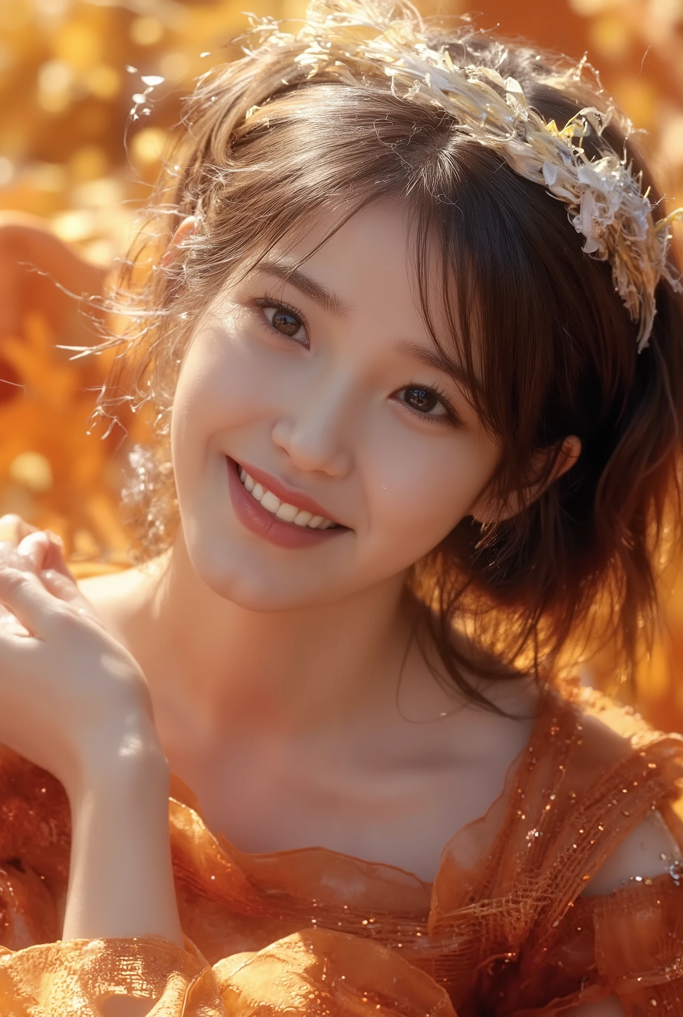 top angle:1.4, dramatic angle view), 1girl, masterpiece, Realistic, hyper realistic, best quality, best details, rich details,
Smiles and Sunshine,