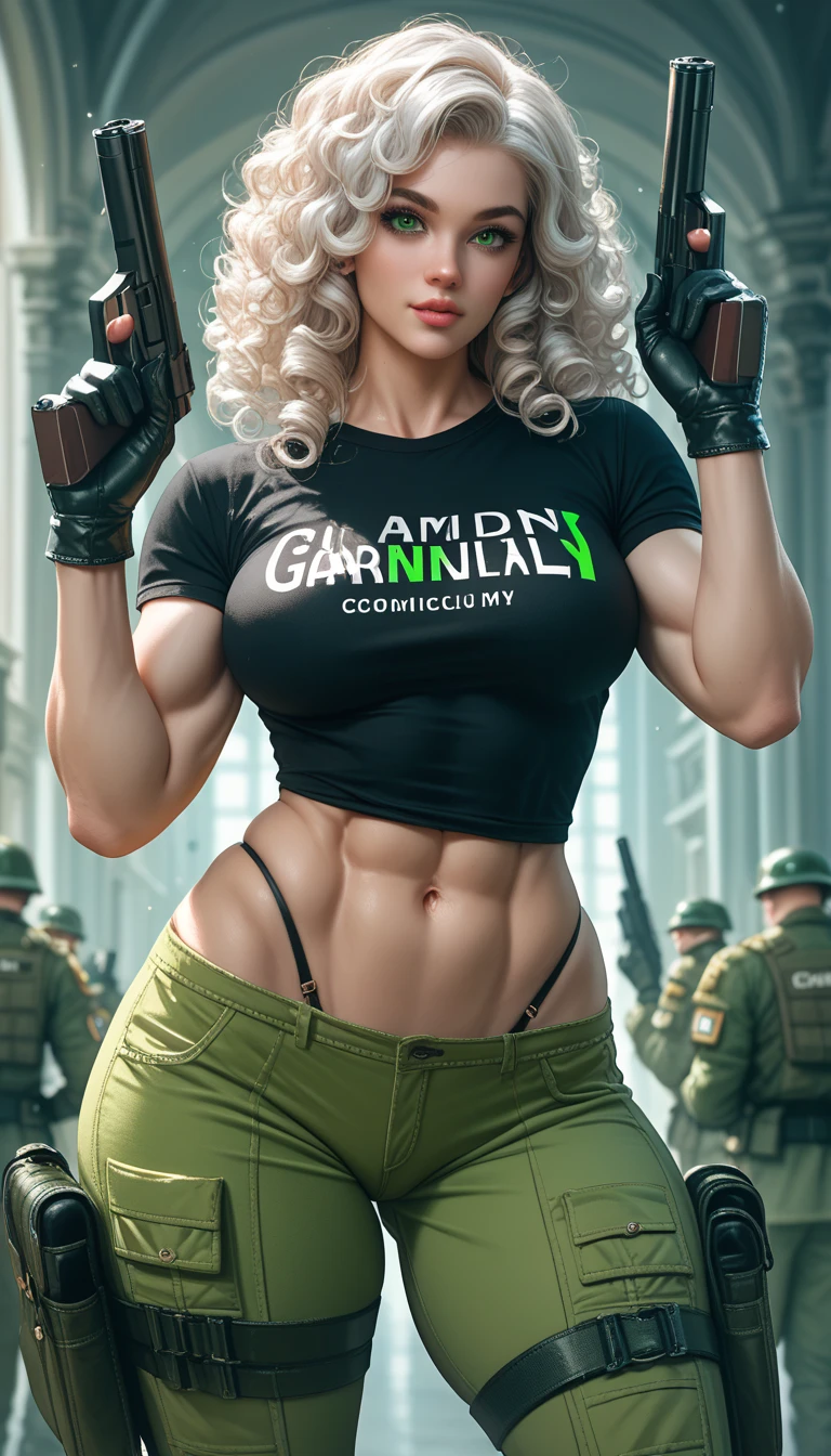 NSFW, (masterpiece:1,2, best quality), (magazine cover), (colorful Magazine cover abundant with text), vibrant, eye-catching paintings, Comic cover style, glamorous, enticing, stylish, chic, high-fashion, captivating, elegant, trendy, fashionable, radiant, attention-grabbing, dazzling, sophisticated, stunning, dramatic, bold, Featured is an European Ginger Girl, a 20-year-old beauty from a Hong Kong-Malaysian background who's a beauty pageant winner and a cheerleader at Florida State University, ((She embodies the girl-next-door charm with her radiant smile and friendly demeanor)), ((Her physique boasts a slim, athletic frame, with an hourglass figure, waist, elongated, toned legs, ample, peachy derrière, and well-sculpted muscles)), (((Her C-cup size breasts and flat abdomen further accentuate her active lifestyle))), ((Her skin tone is a radiant mix of natural fairness and American sun-kiss)), and her makeup is minimal, highlighting her natural beauty, (((She wears a tight-fitting Nike sports bra and matching leggings that highlight her toned physique, paired with a pair of comfortable Adidas sneakers))), perfect for a gym session yet trendy enough for a casual outing, Her Steve Madden platform sandals add height and are easy to slip on and off at the gym, She carries a JanSport classic backpack, perfect for a gym day, emphasizing her natural beauty, and she wears pink lip gloss, (Her blonde hair is styled in a high ponytail), adding to her gym-ready look, She wears a simple bracelet and ring from Pandora, and a gold belly chain from Forever 21 to highlight her flat abdomen and add a sexy touch to her look, reinforcing her outgoing personality, The occasion is a workout session at her local gym, (exceptionally detailed:1.3).