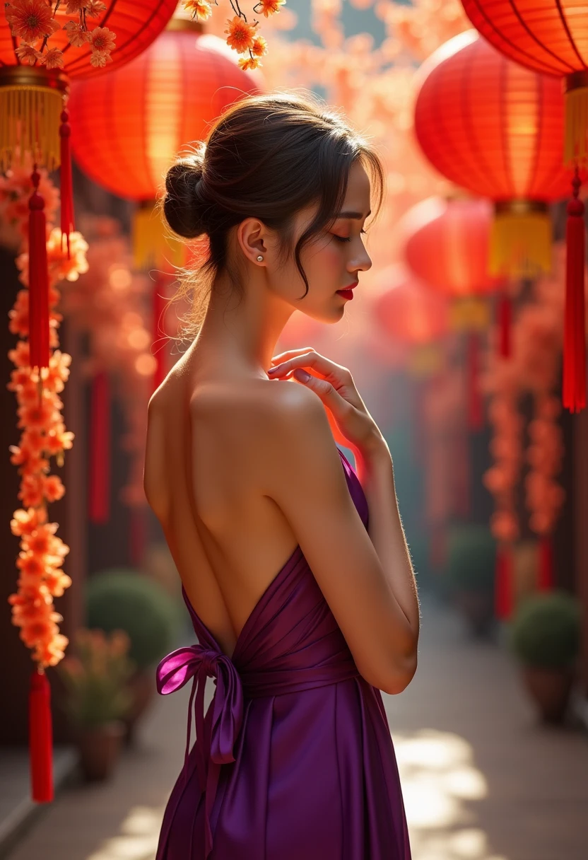Imagine Mulan, by the brunette, wearing a black dress with a low neckline, as a real woman