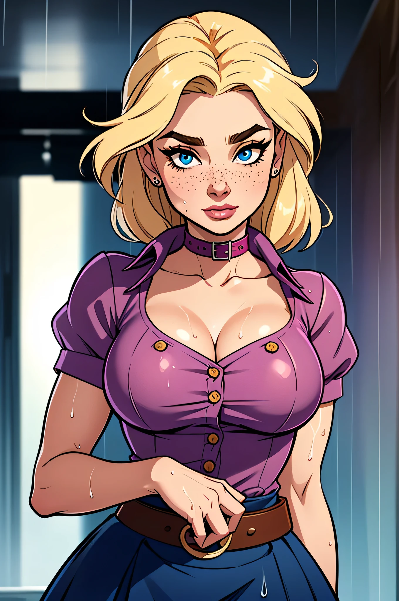 Compensation! Here is the revised and cleaner text:

--- Character: Harley fifteenl with battle scars.

Description: Cartoon image of a woman. cartoon style illustration, with highly detailed character design. detailed digital art, showing courage and high quality portrait. 

characteristics:
- Portrait character design - Beautiful digital illustration - Comic art - Young girl with braided hair - Beautiful lined eyes - Medium-large bust and wonderful sexy clothes - Expression of sexual desire from waist to head ---