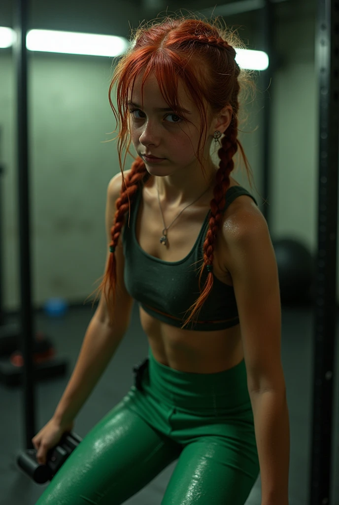 little red-haired girl, with light freckles, crying sitting on a hospital stretcher, I had black pants and a black blouse, his eyes glowed a strong shade of blue.