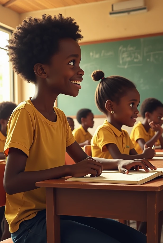 Students in Kenya mocking sudanese students with body markings and pierced earlobes in a large classroom