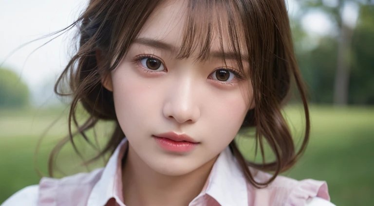 ( long hair:1.2),(A spring-like look with a fresh light blue linen shirt layered with a 、 dusty pink long gilet:1.2), 1 girl, Japanese ,21 years old,( small :1.3),( best quality,masterpiece:1.3,超A high resolution,),( super detailed , caustics),( photorealistic :1.4,RAW shooting,) Ultra Realistic Capture , very detailed, high-resolution 16K human skin close-up 。  Natural Skin Texture 、,Pores、、 must be detailed enough to be easily identifiable 。  the skin should look healthy with a uniform tone 。 Use natural light and colour,  sad expression to tears,  camera,  perfect dynamic composition , Outdoors
