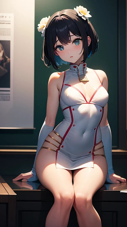 ((masterpiece,best quality)), highres, extremely detailed 8K wallpaper, depth_of_field, best shadow, (Colorful),(Delicate eyes and face), nice hand, Perfect hands, (no lighting), Ray tracing, BREAK
(1girl in), mogami \(kancolle\), black hair, short hair, black eyes / green eyes, swept bangs, small breasts, slender, skinny, smile, (full-face blush), open mouth, BREAK,
standing, perfect hands, pornocos, underboob, white belts, ((belt covering crotch and midline)), BREAK,
Cowboy Shots and knee, ((bedroom)), night time, ((dark backgrounds:1.8)),