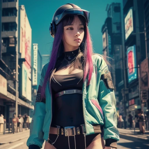 (((Girls back on her knees camel toe))), Incredibly detailed cyberpunk robotic chrome tight outfit, highly detailed futuristic with many studded textures, ((robots)), (((portrait of girl’s back showing her perfect butt))), (((photorealistic and perfect butt long perfect legs))), ((olive green puffy bomber jacket and lots of skull patches with renaissance paintings on jacket)), ((chrome VR futuristic sci-fi goggles)), thick chain jewellery, boots, thin pantyhose, translucency, prismatic, reflective, ((extremely busy New York City streets with cars and people and neon tube lit street signs and vibrant graffiti all over walls)), ((ultra cool hairstyle)), ((many thick chain necklaces)), filled with tattoos all over body, rim lighting, large size natural breasts, entire image is highly intricate and detailed, ((chrome skulls)), (((lots of studs on clothes))), ((graffiti)), (((friendly facial expression))), ((perfect radiant skin color)), ((super colourful)), (((cinematic day time and natural sunlight))), (precious colored cut stones), (((detailed spaceship tech))), (((1:1 scale proportions))), ((military patches and gear)), (((perfect butt))), ((gold grillz))
