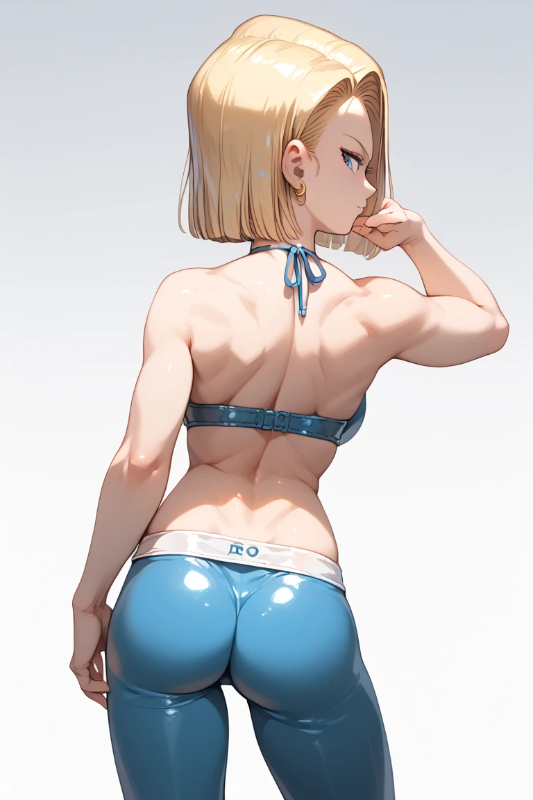 Android n18 dragon ball z, 8k, small waist, big ass, in black thong, by the celestial, very big tits, grabbing her ass showing her very big ass naked