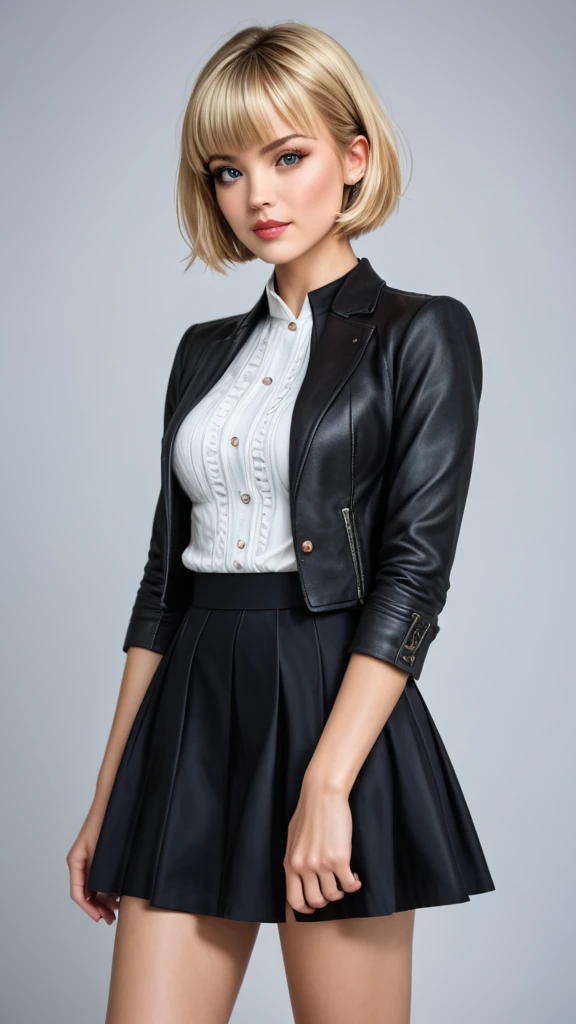 Camren Bicondova, 1girl, matured female, vest, bow, photo, realistic, best quality, nude,ass,corpo perfeito 
