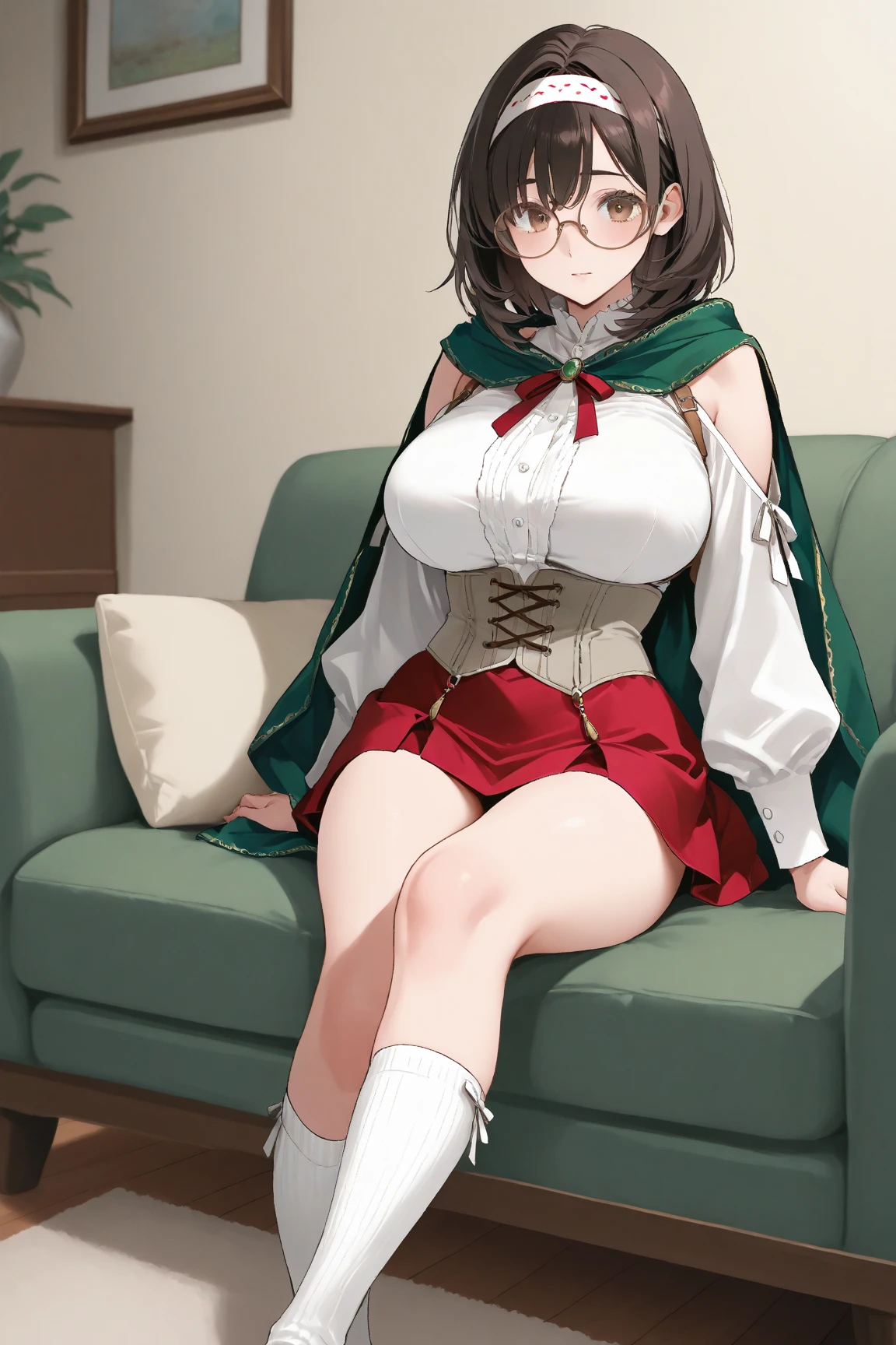 (masterpiece, best quality), 1girl, <lora:wicke_outfit-10:0.8> wicke_outfit, capelet, white capelet, sweater, pink sweater, ribbed sweater, turtleneck, white skirt, high-waist skirt, high heels, boots, white boots, pencil skirt
