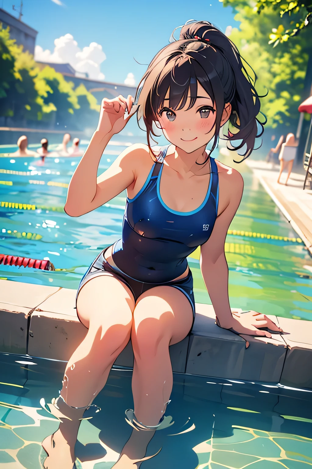 (((master piece))),(hyper quality::1.5), Hyper Detailed,Perfect drawing,3D,8K Illustration、(((clearface)))、Hi-Res、((Luxury swimwear))、(((Beautiful swimsuit)))、nice background、((beatiful backgrounds))、(((Detailed drawing)))、Perfect Beautiful Girl、((Perfect Photo))、((emotional))、((Luxury))、spot light