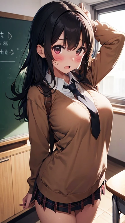 masutepiece、masterpiece、top-quality、ultra-detailliert、hight resolution、hight resolution、8K Portrait、Unity 8k壁紙のhigh-detailCG、Unity 8k壁纸、Cute little:1.5、Lori:1.5、Highly detailed CG Unity 8k wallpaper、逼真、realperson、Cute little、 Portrait photos、shinny skin、high-detail、(sixteen years old:1.2)、(女の子1人)、Beautiful clear eyes、Ultra-fine depiction、delicated face、Lovely lips、skinny body、Big breasts thin waist、Thin leg、(school classrooms:1.6)、 1girl in, Cute, Perfect face, Seriously, (blush:1.5), Big breasts,((School Uniforms:1.2)),(((Clothes lift:1.5))), (((Nipples))), Detailed description vagina,Show vagina,Spread legs,spreading pussy,((cum in vaginas:1.5))