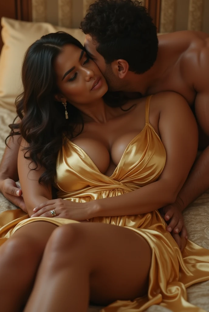 ((Kareena kapoor, Sexy Indian Bollywood milf actress full body shot: 1.40)), 45 years old, a girl, capital, Indian mother, sweaty, big breasts, 25 year, body abs, tall , open her thighs and legs, show pink vagina, wet vagina, pink nipple, (sleeping on bed) laying on bed, playing dildo, her eyes closed and her mouth opened slightly, a beautiful orgasm sweaty body, Realistic, A sexy, background in the jungle, take a photo from the top view, both hands behind head, full body photoshoot, a beautiful orgasm sweaty body, luxury hotel bedroom, dynamic pose