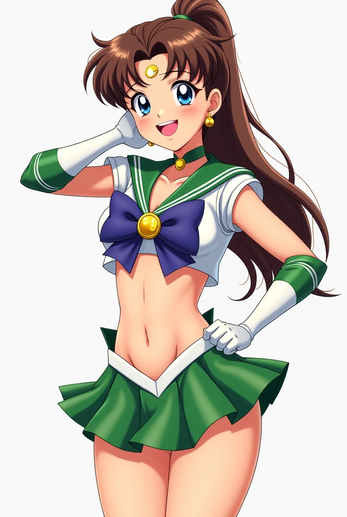 1girl,back bow,bdsm,bondage,bound,bow,breasts,brown hair,chain,chained,choker,collar,content rating,cover,cover page,covered nipples,cuffs,doujin cover,earrings,elbow gloves,gloves,green background,green eyes,green sailor collar,hair bobbles,hair ornament,handcuffs,high heels,jewelry,kino makoto,large breasts,leash,long hair,magical girl,open mouth,ponytail,sailor collar,sailor jupiter,sailor senshi uniform,shackles,side-tie panties,sitting,solo,tiara,torn clothes,torn legwear,torn panties,torn shirt,white gloves