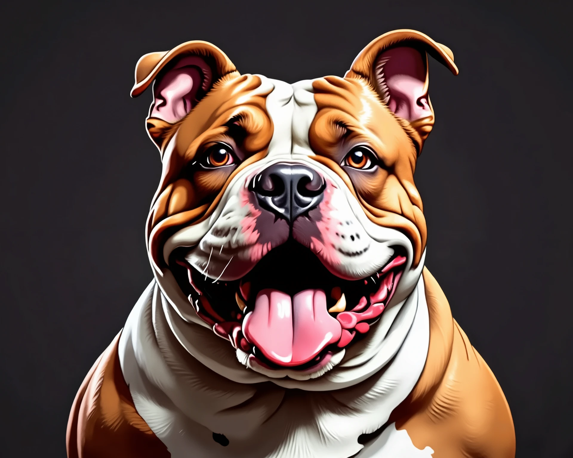 Gambar 3D bulldog amerika , gaya gambar sticker vector animasi game , High Resolution, Best Quality, HD, High Details, High Quality, Super Detailed, UHD,
Bulldog angry, bulldog creapy. Dog Ears, Wolf Ears,