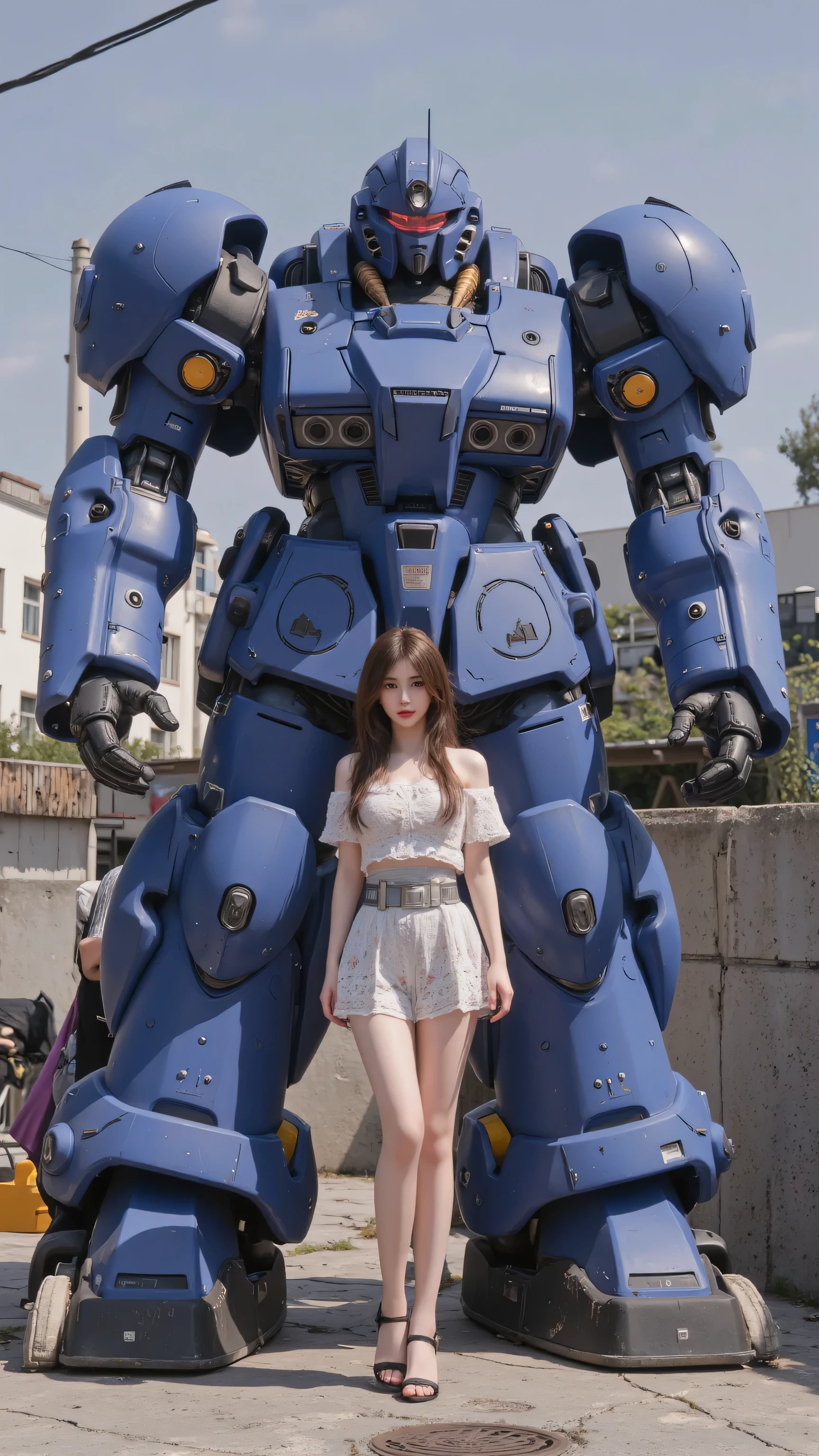 Gundam walking with limbs attached to a tablet PC