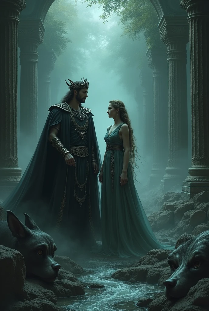 Hades, god and king of the underworld, alongside Persephone, queen of the underworld goddess of spring