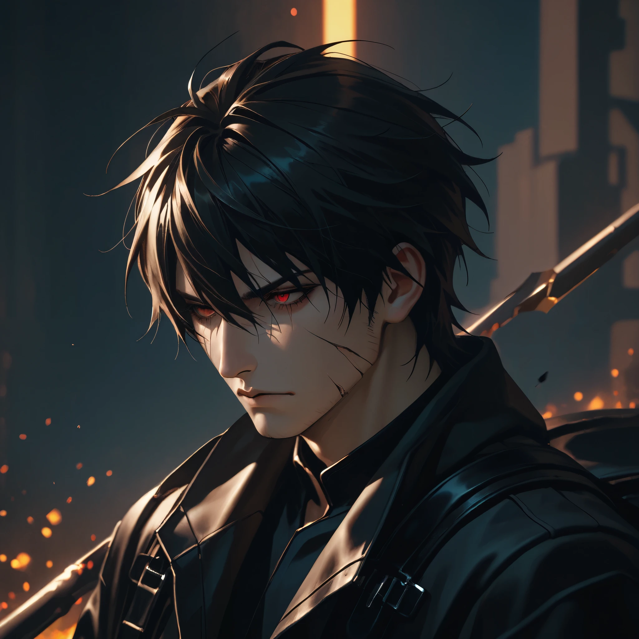(0113)Theme:Cracked Sky/Shattered skies/ Cracked Skies Black haired man