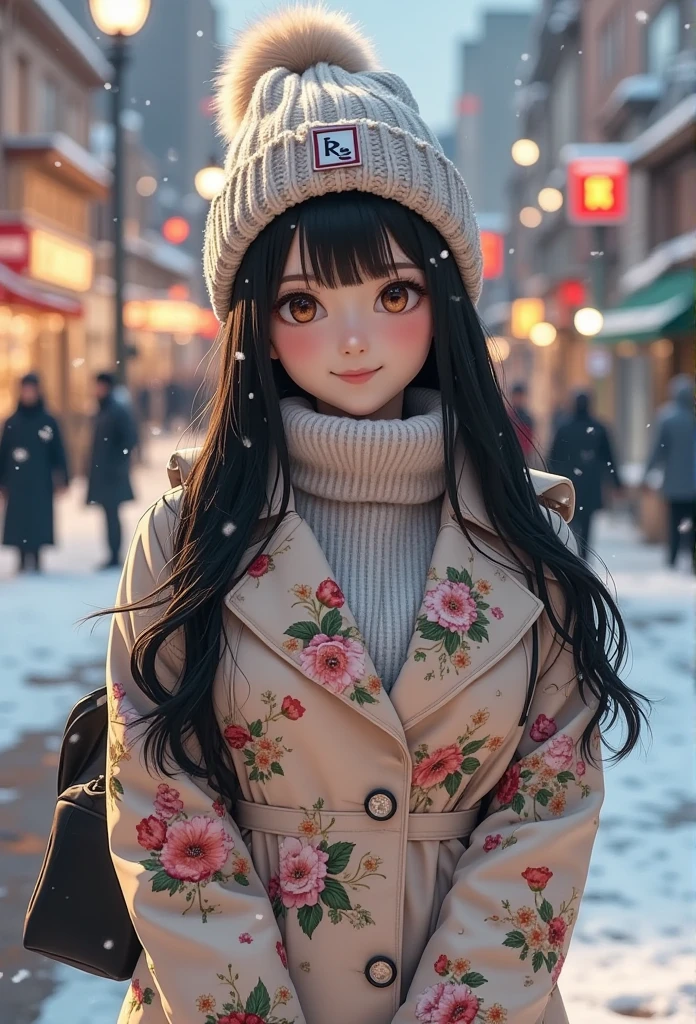 A close up of a person wearing a coat and a hat - SeaArt AI