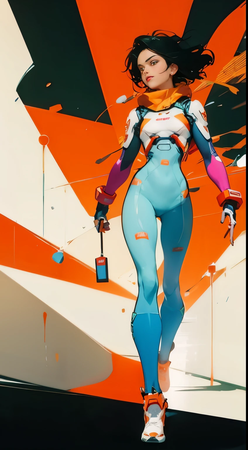 A fantz monster design, Cute robots in space [style-rustmagic]，female robot，Half-human, tmasterpiece， （tmasterpiece， top-quality， best qualityer）， 1girl， 独奏， tightsuit， nedium breasts， long whitr hair， white backgrounid， ssmile， simplebackground， mediuml breasts， shelmet， looking at viewert， skin tight， sitted， cparted lips， blue skinsuit， the motorcycle， Black gloves， mitts