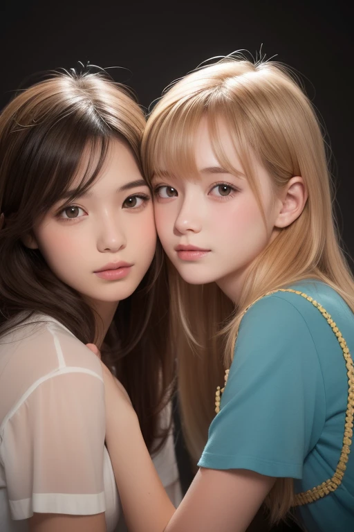 (2girls:1.6), (kissing):1.6, detailed background filled with (many:1.6) (colorful:1.6) (flowers):1.6, (quality:1.6), (photorealistic:1.6), (resolution:1.6), (sharpness:1.6), (cinematic lighting), depth of field, landscape composition
AND, upper body, (kissing):1.6, 18-year-old (beautiful:1.6) (Hungarian:1.6) (2girls:1.6), who wears a (white:1.6) crop top with a (silver:1.6) choker, who wears a (white (floral:1.6) headband):1.6, who has (braided:1.4) (silver:1.6) (long:1.4) hair, who (smiles:1.6), who resembles (Emma Watson):1.6, (quality:1.6), (photorealistic:1.6), (resolution:1.6), (sharpness:1.6), (cinematic lighting)
AND, upper body, (kissing):1.6, 18-year-old (beautiful:1.6) (Hungarian:1.6) (2girls:1.6), who wears a (black:1.4) crop top with a (black:1.6) choker, who wears a (black (floral:1.6) headband):1.6, who has (black:1.6) (long:1.6) (ponytail:1.6) tied with (black:1.6) lace ribbons, who (smiles:1.6), who resembles (Emma Watson):1.6, (quality:1.6), (photorealistic:1.6), (resolution:1.6), (sharpness:1.6), (cinematic lighting)
<lora:japaneseDollLikeness_v10:0.3>