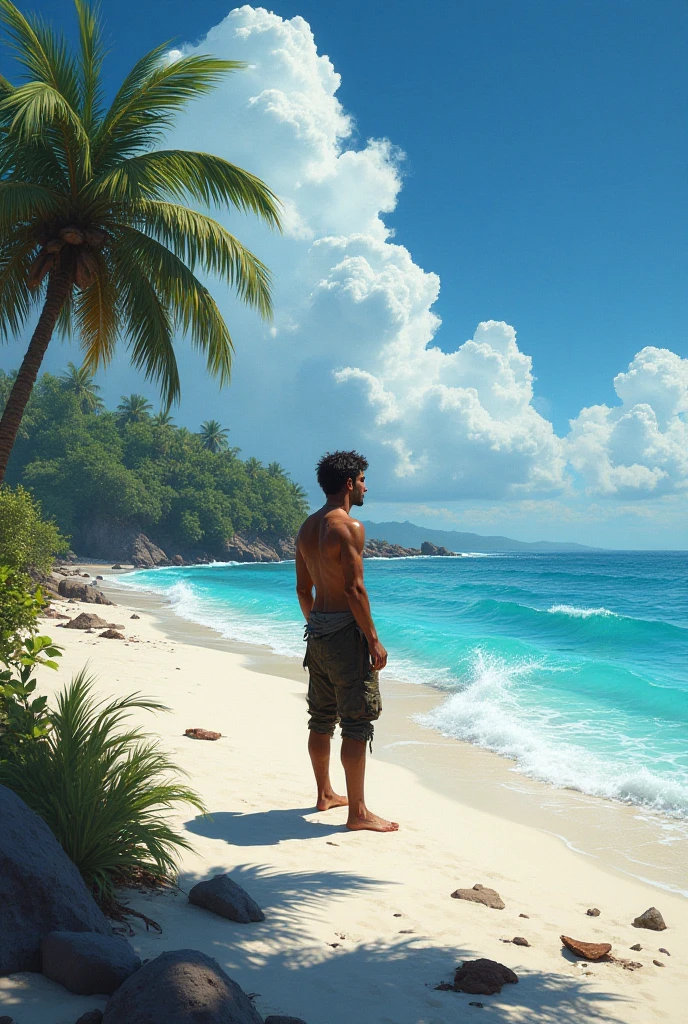 male+Back+seaside+beach